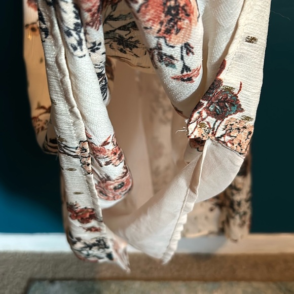 Boston Proper Floral Autumn Metallic Wrap Dress - Picture 10 of 14